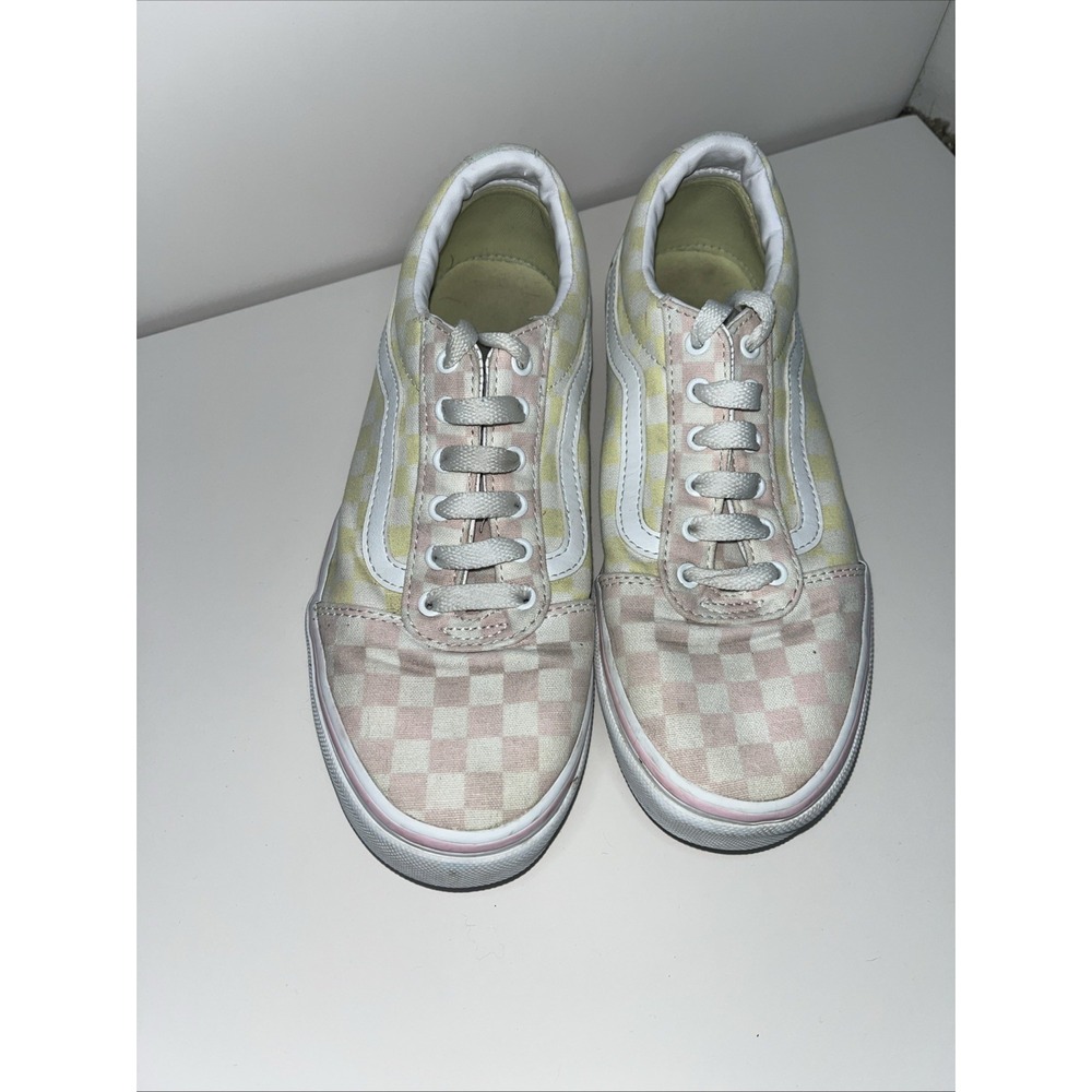 VANS Old Skool Multicolor Checkerboard Pastel Canvas Missy Youth Sz 4.5